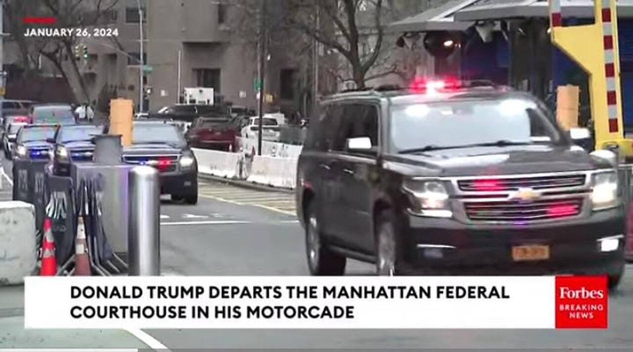 Donald trump's motorcade departs the Manhattan courthouse following jean Carroll trial