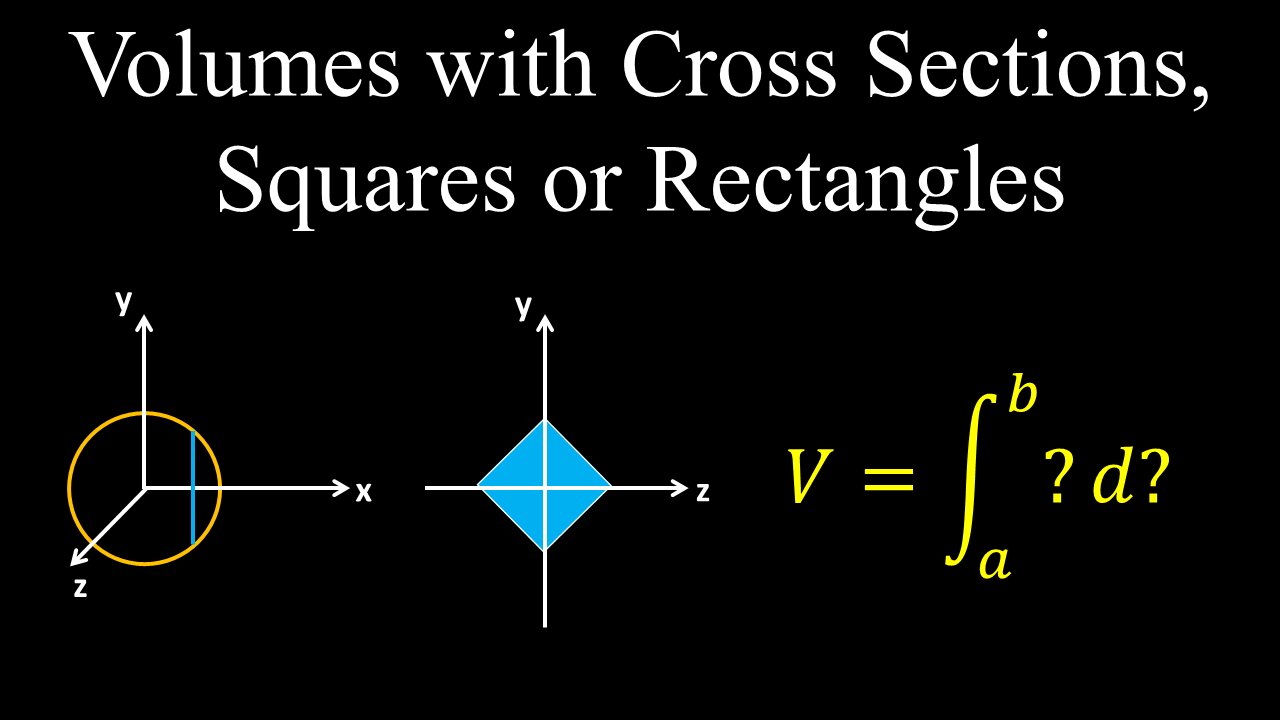 Volumes with Cross Sections, Squares and Rectangles, Examples - Calculus