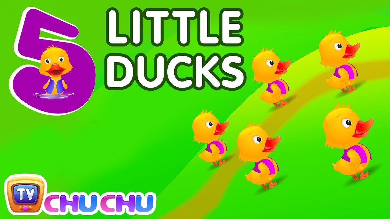 five little ducks nursery rhyme with lyrice cartoon...