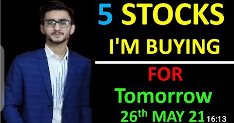 Daily Intraday Calls For Tomorrow | 5 Jackpot Intraday Trading Tips | 26th May 21 💲💲💲 #earnwithme