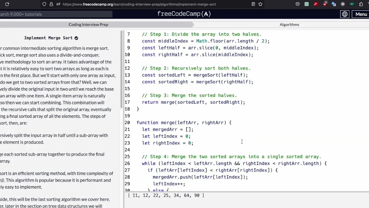 Challenge #22 Implement Merge Sort