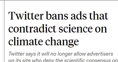 TWITTER CENSORSHIP EXPANDS-WON'T ALLOW CLIMATE DENIAL ADS-JUST INFO FROM FRAUD ENVIR VOICES