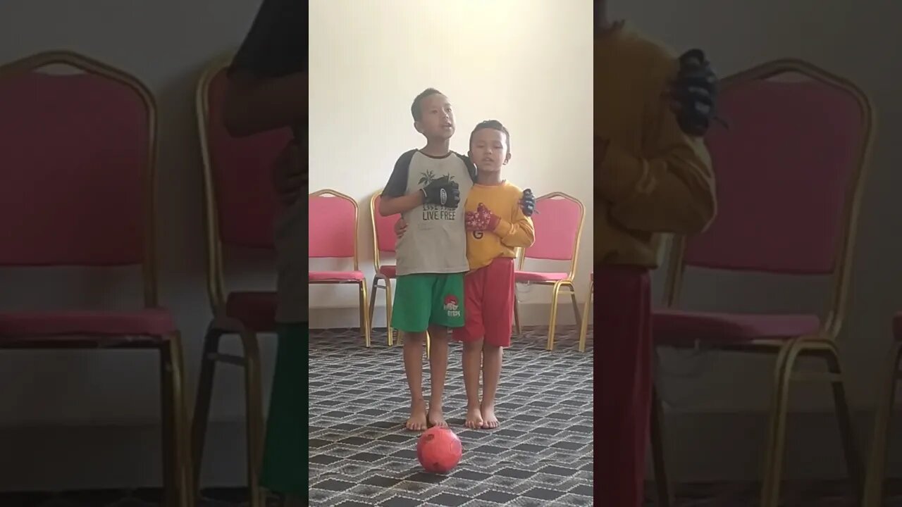 Little boy playing football by singing Nepali Anthem #trending #youtubeshorts