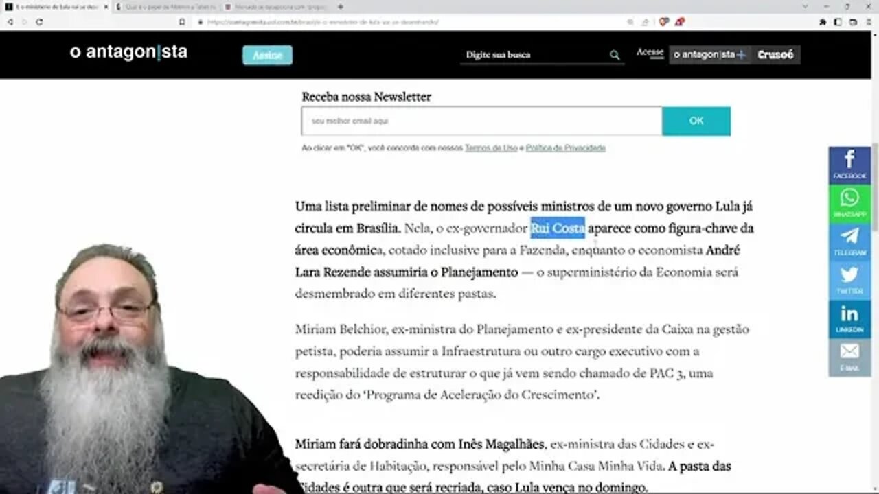 CIRCULA em BRASILIA suposta LISTA de MINISTROS do MULA- Será que é de CENTRO ou de EXTREMA ESQUERDA