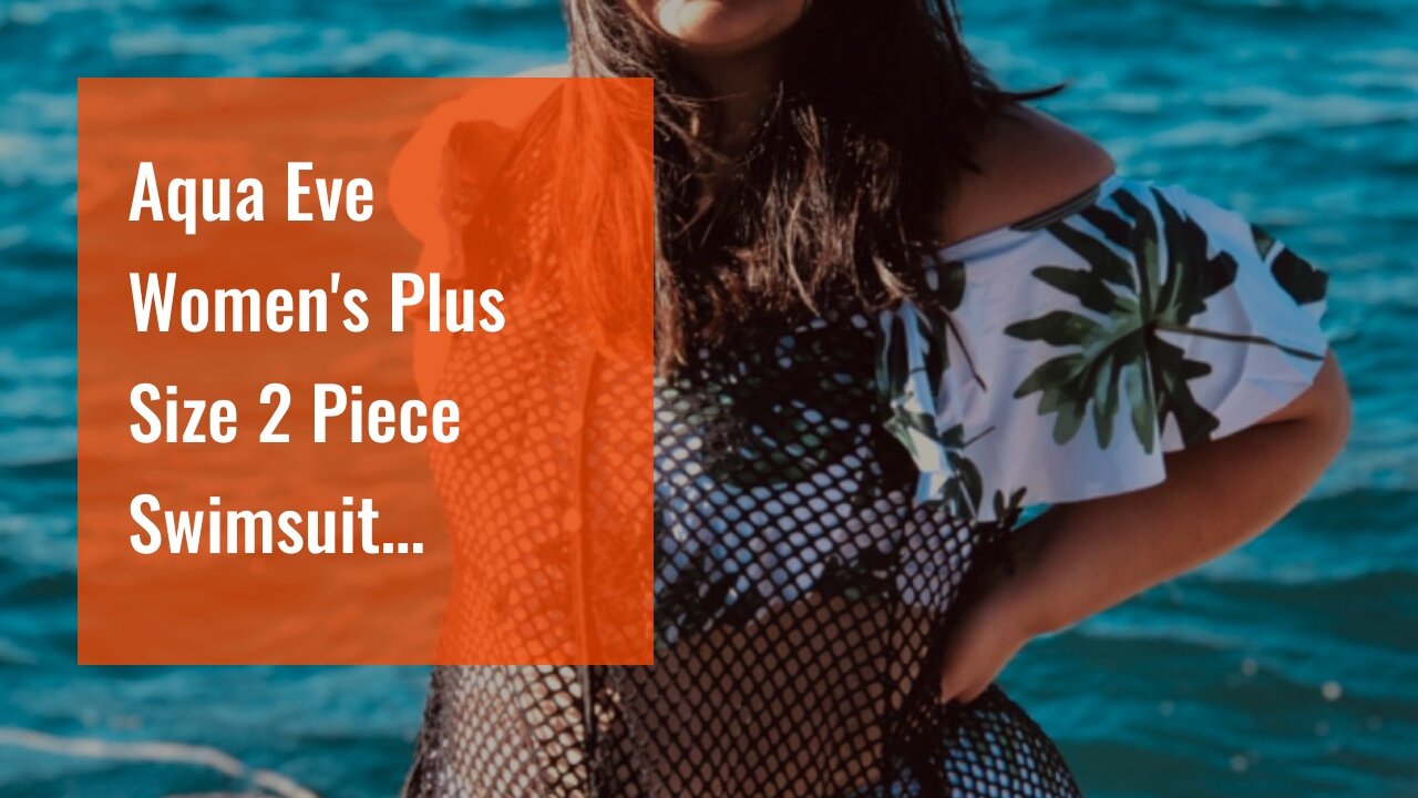 Aqua Eve Women's Plus Size 2 Piece Swimsuit Flounce Off Shoulder Bikini High Waisted Bathing Su...