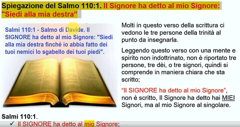 Spiegazione del Salmo 110:1. Il Signore ha detto al mio Signore; Parlano della Trinità?