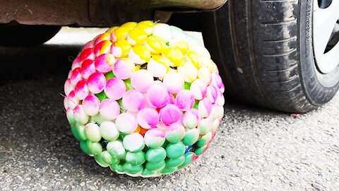 Crushing a Mentos Ball With a Car - No Contest!