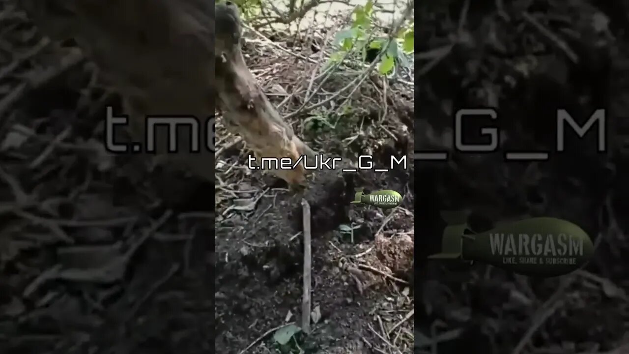 Ukrainian soldier shows his position after shelling