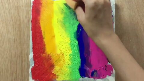 Rainbow Abstract Painting with Masking Tape 5