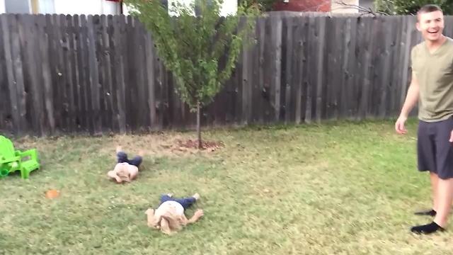 Adorable Twin Tots Fail In Side Flipping