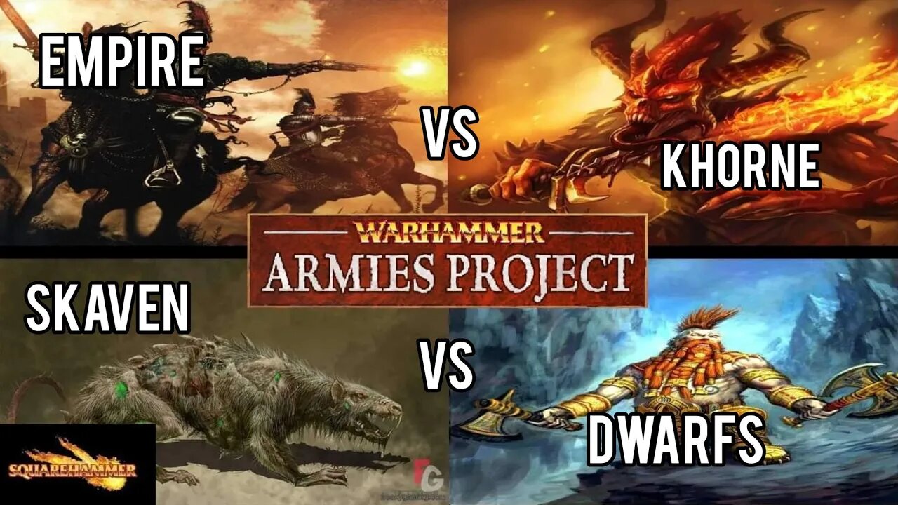 Warhammer Fantasy WAP Battle Report EMPIRE v KHORNE & SKAVEN v DWARFS