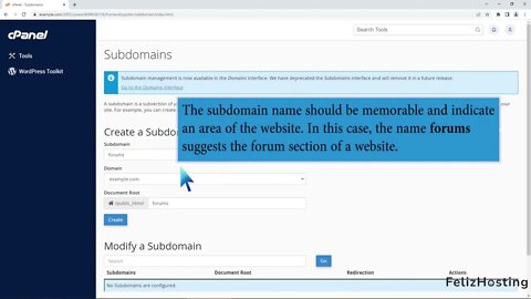 How to Create a Subdomain in cPanel with FelizHosting