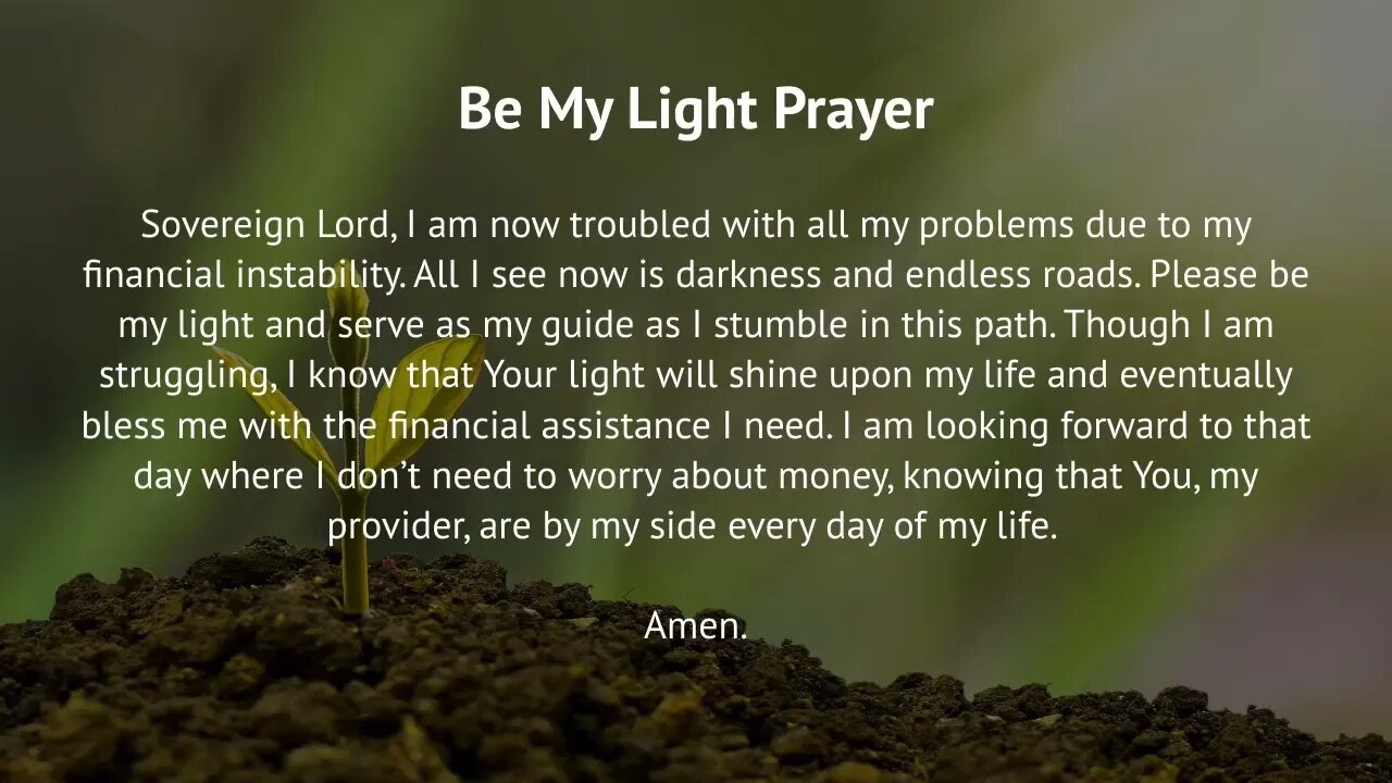 Be My Light Prayer (Prayer for Financial Stability)