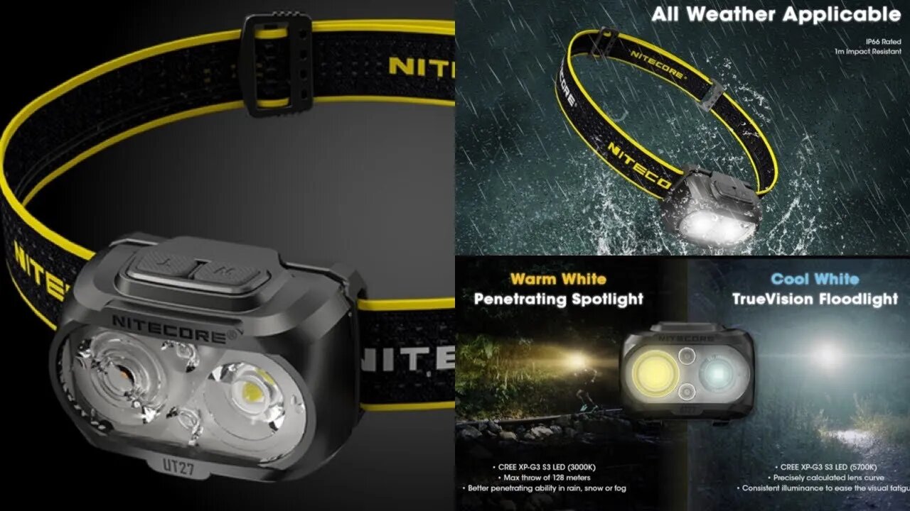 Nitecore UT27 dual beam rechargeable headlamp