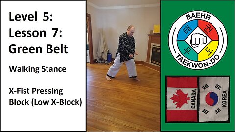 Baehr Taekwondo: 05-07: Green Belt: Walking Stance - X-Fist Pressing Block