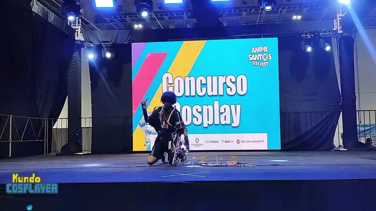 Apresentação Cosplay de Scaramouche do jogo Genshin Impact no Anime Santos Geek Fest 2023!