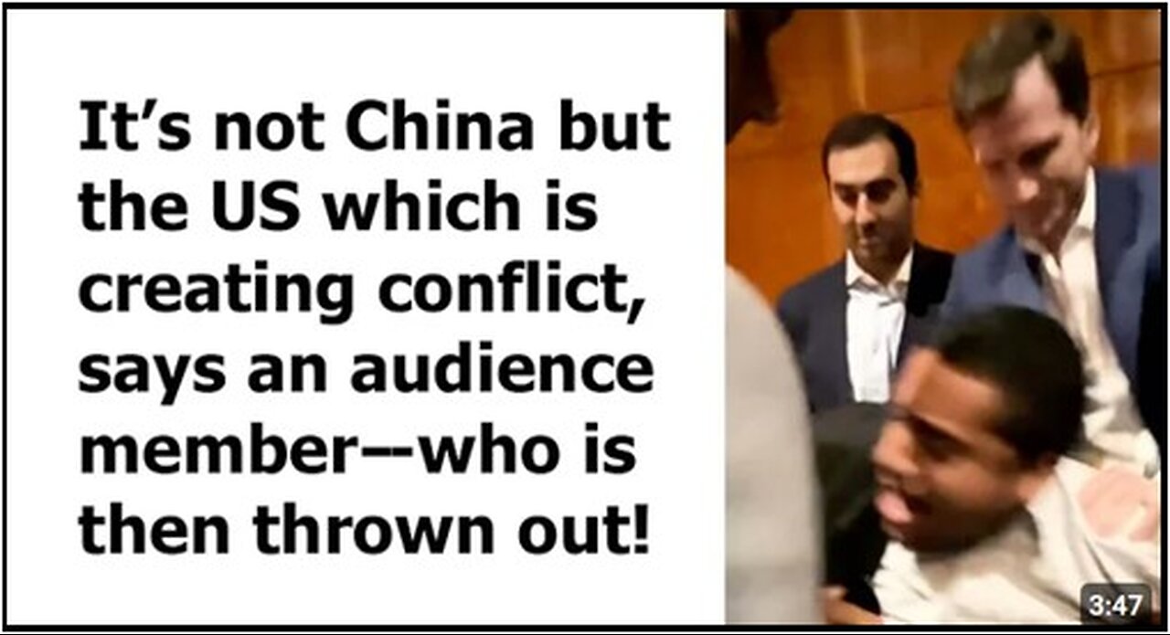 Audience member thrown out after calling for US-China co-operation