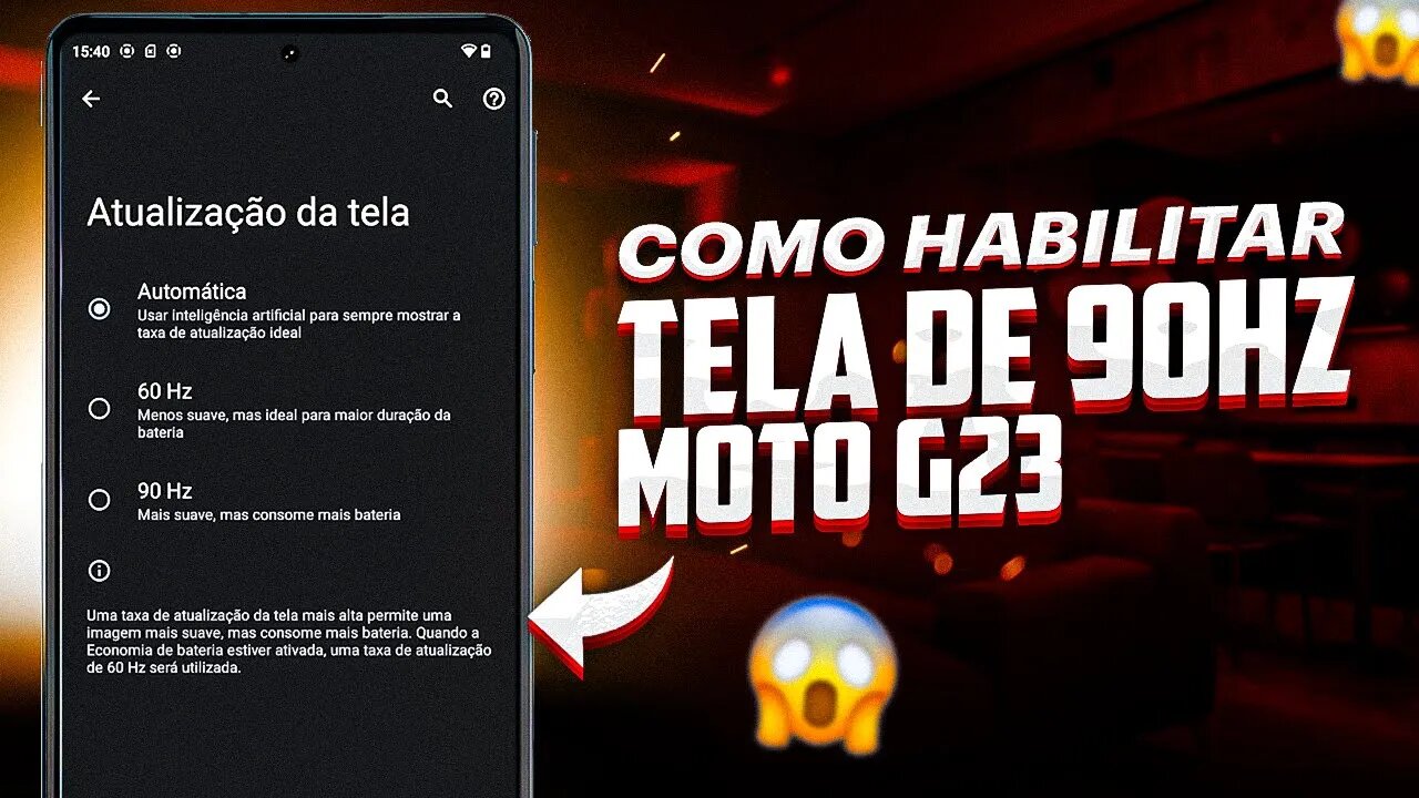 Como ATIVAR TELA DE 90Hz no Moto G23