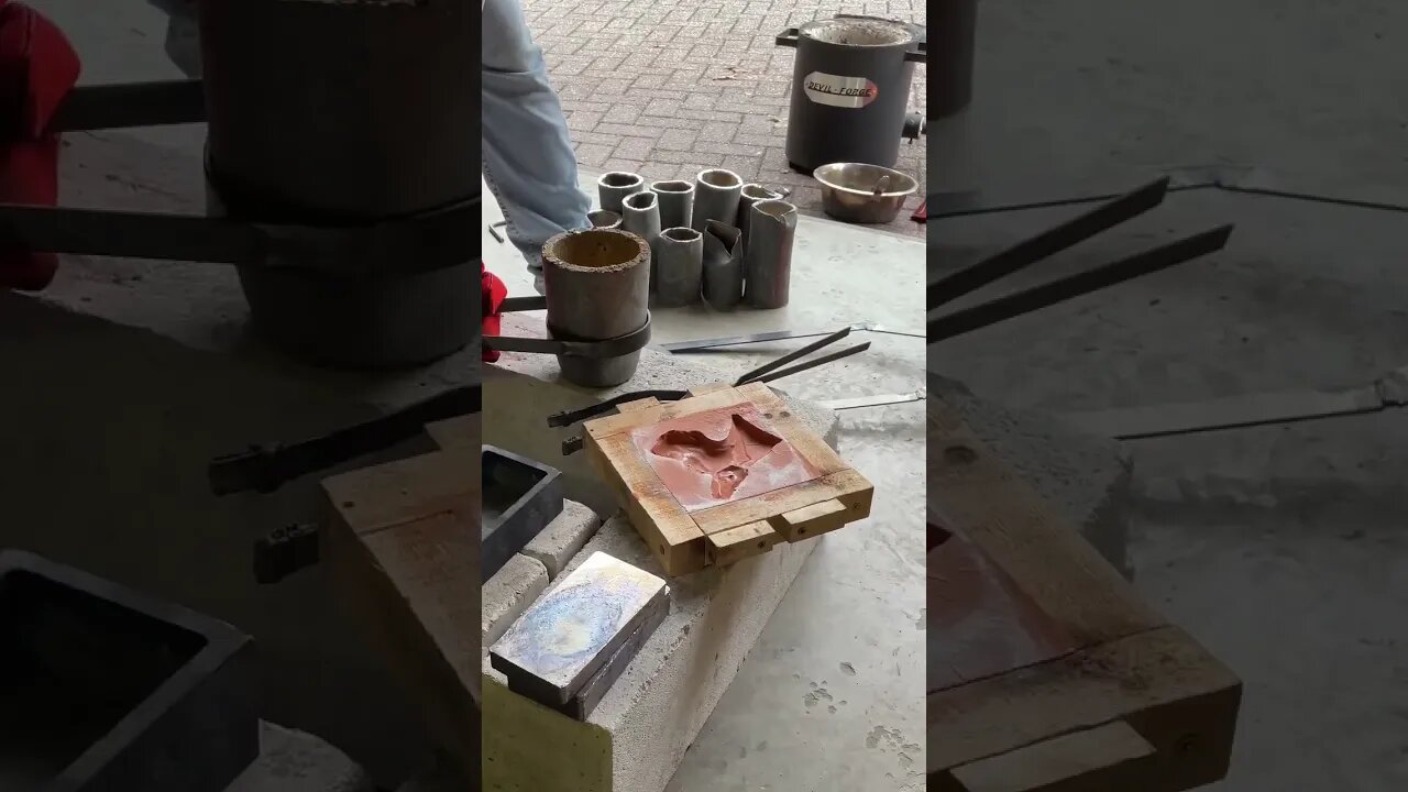 🔥#pouring #molten #lead 🔥 lead casting #shorts