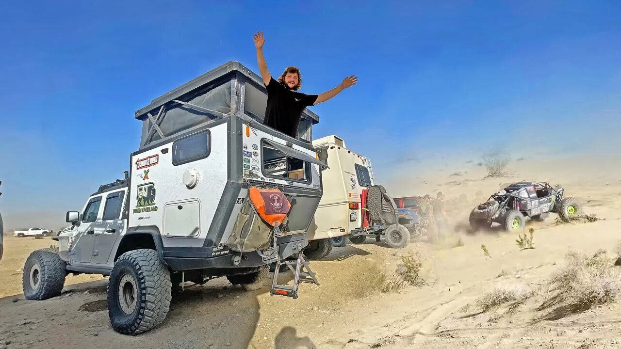 The ULTIMATE Offroad Racing Tailgate Rig - My Jeep Truck Camper watching King of the Hammers 2023