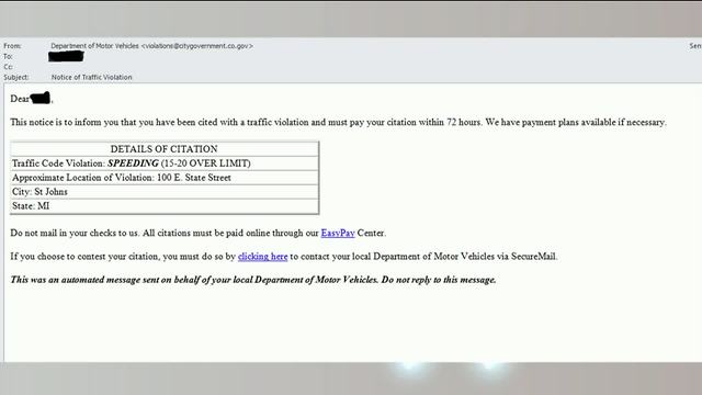 Local Police Department warns of e-ticket scam