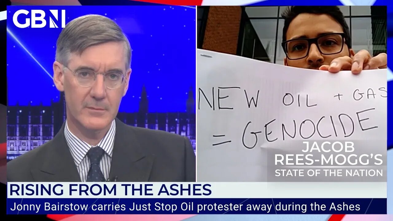 Just Stop Oil supporter SHUT DOWN by Jacob Rees-Mogg in fiery clash over their Ashes disruption