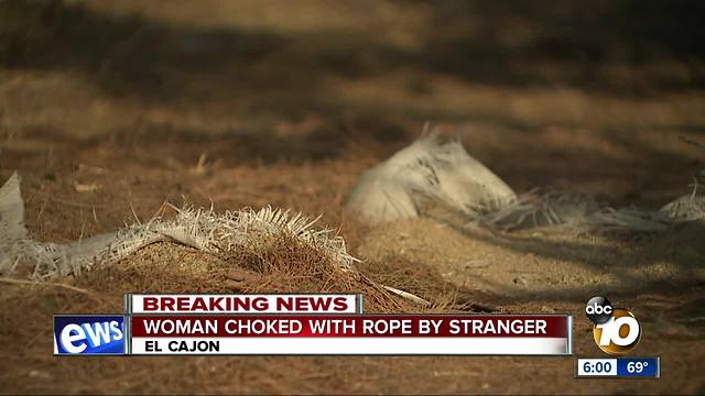 East County woman choked with rope by stranger