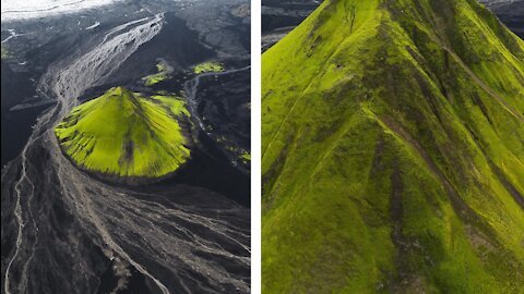 Beautiful Iceland's little green pyramids