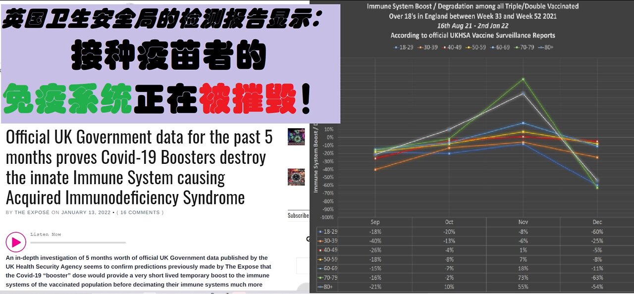 英国卫生安全局的调查显示接种疫苗者的免疫系统迅速被摧毁 - 20220114