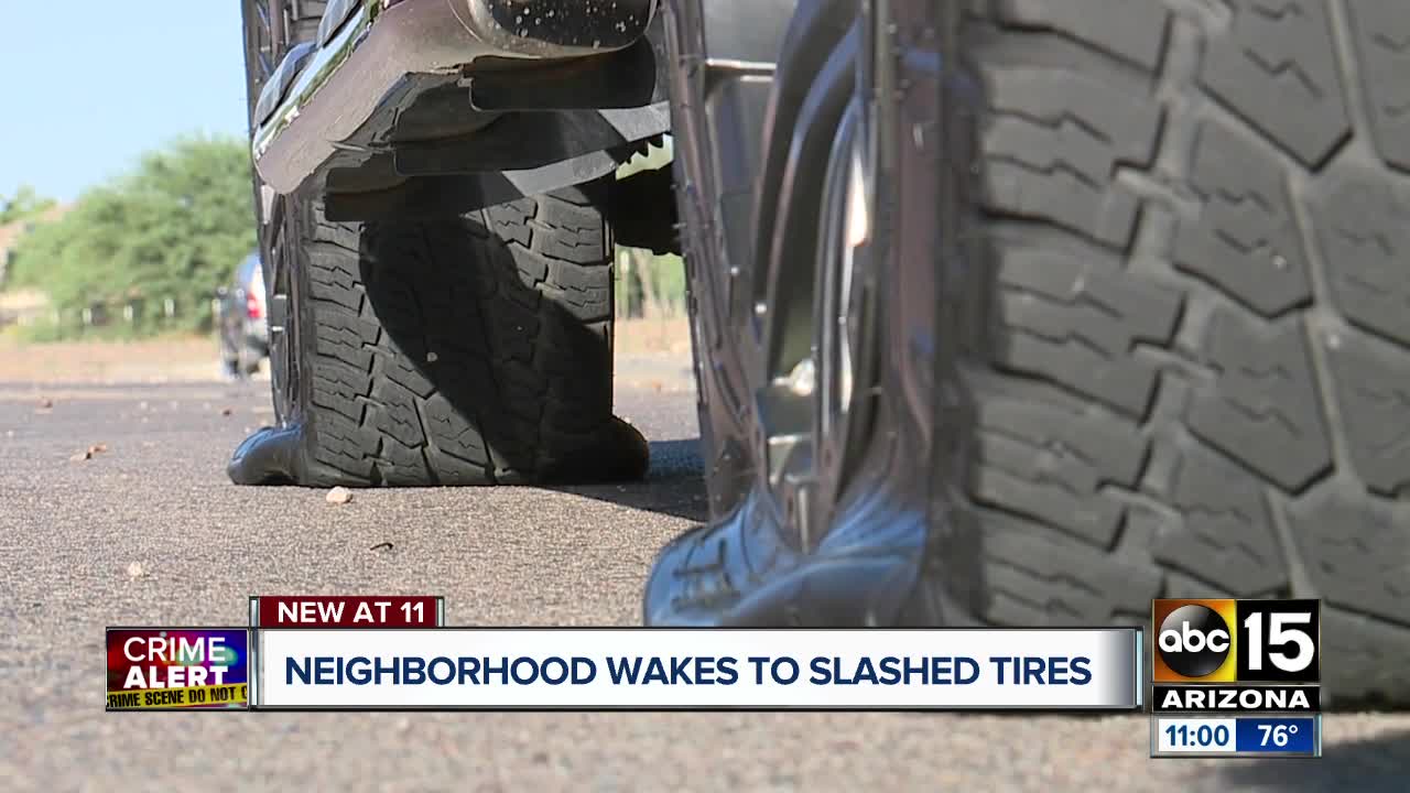 Neighborhood wakes up to slashed tires