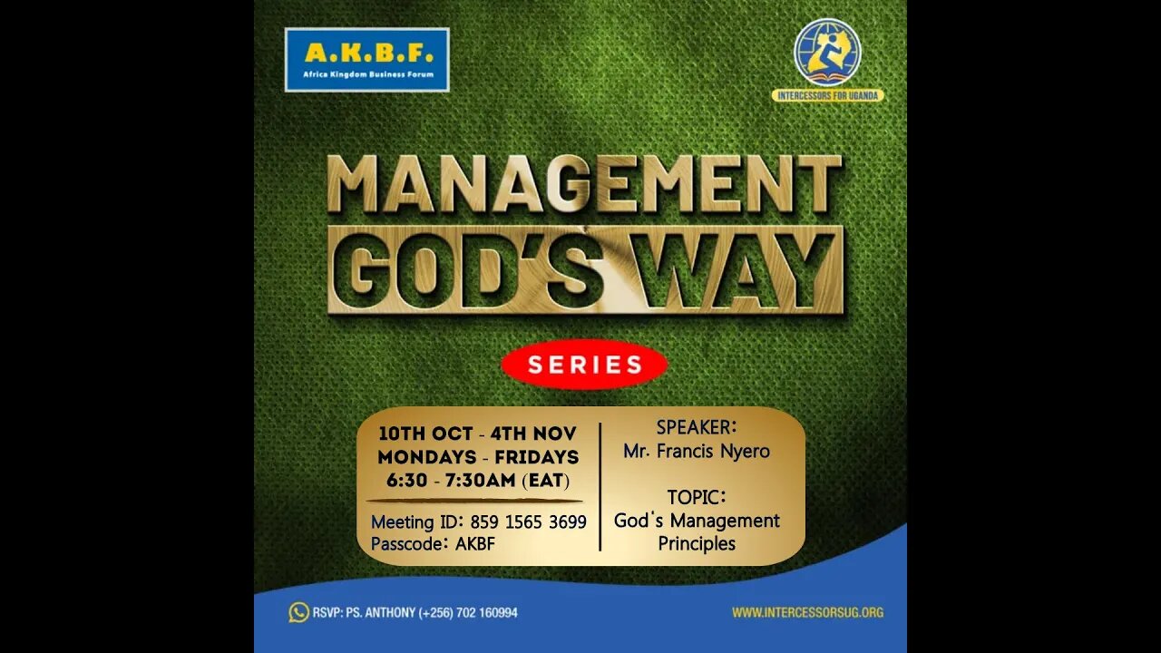 God's Management Principles by Mr. Francis Nyero - 10th October 2022