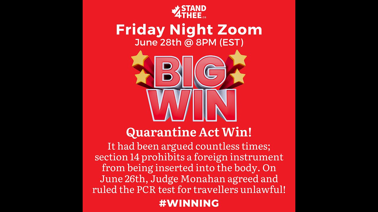 Stand4THEE Friday Night Zoom June 28 - Quarantine Act Win!