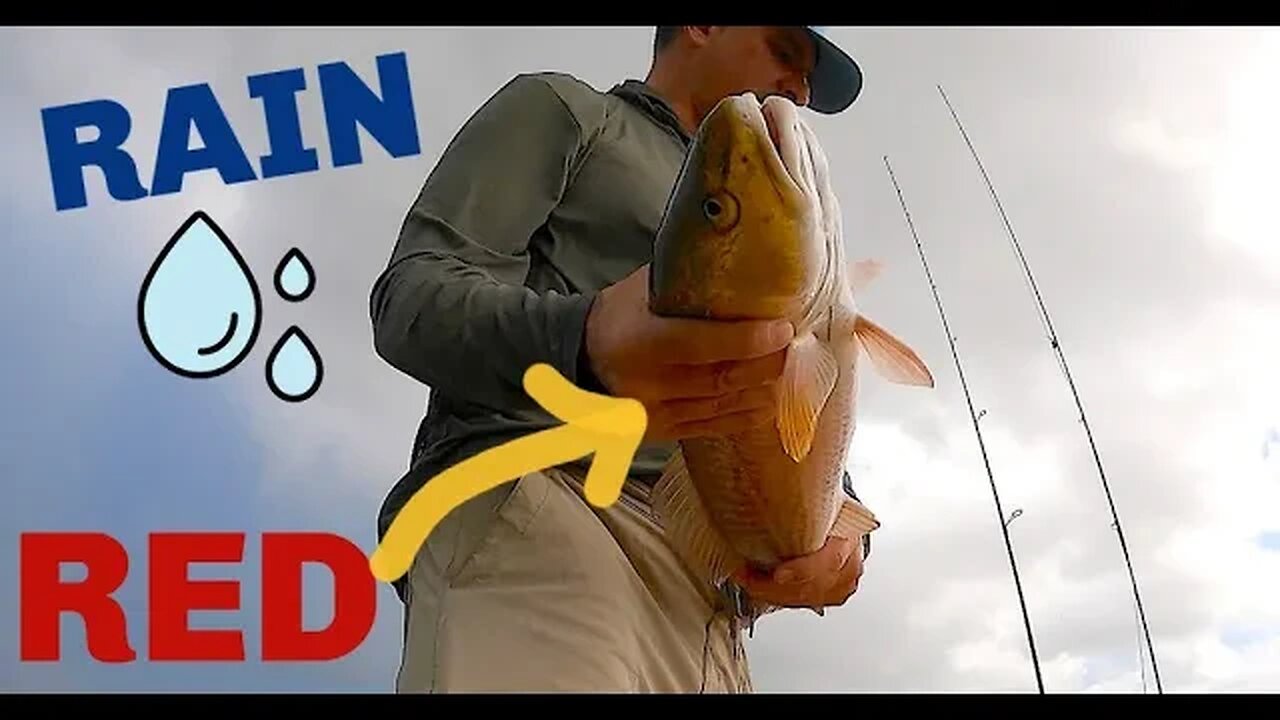 Redfish in the RAIN kayak fishing