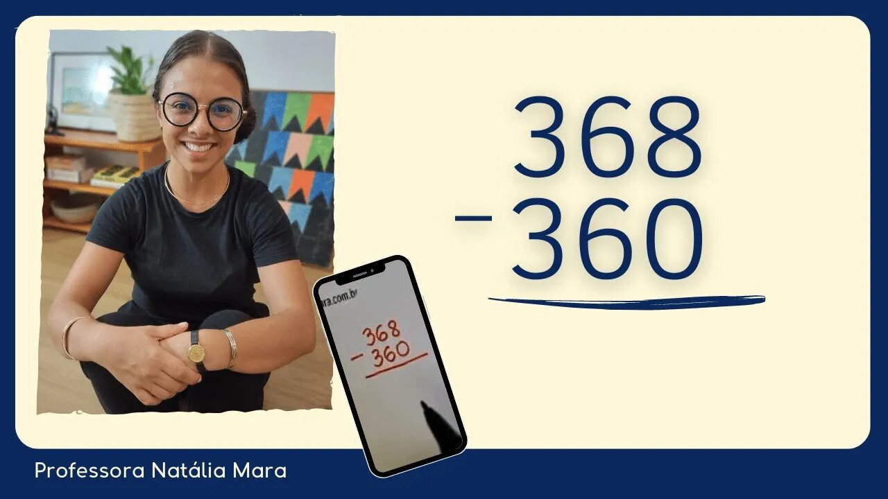 368-360 | 368 menos 360 | Aula de subtração vertical para iniciantes