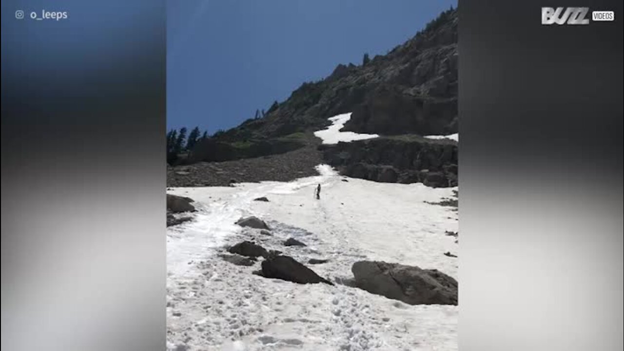 Esquiador desce montanha e salta por cima de iceberg!