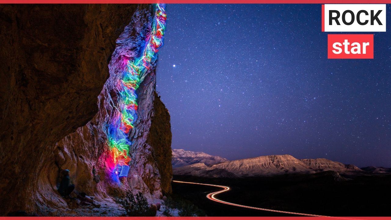 Climber turns his route into a rainbow