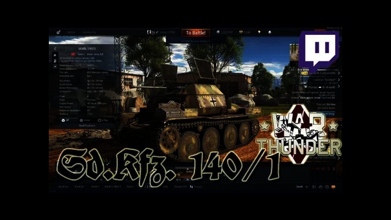 War Thunder - Driving the Sd.Kfz. 140/1 w/ Twitch chat