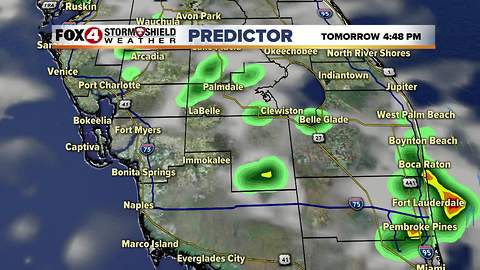 Mainly inland storms Sunday