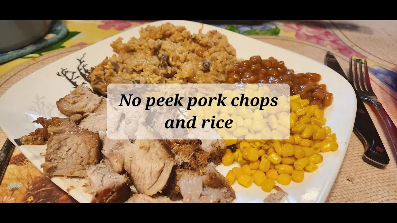 No peek rice and pork chops thanks for the recipe @Whippoorwill Holler Miss Lori #pork