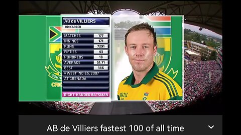 AB de Villiers fastest 100