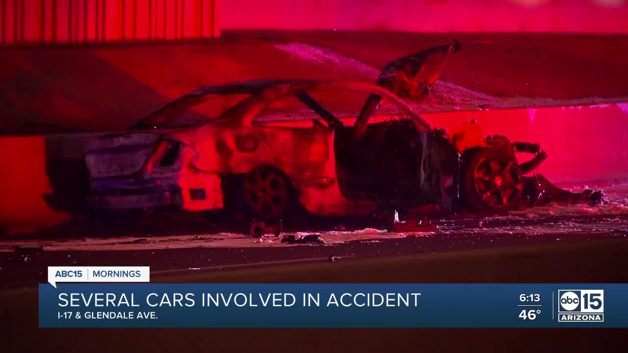 Several cars involved in fiery crash near I-17 & Glendale