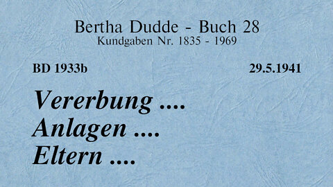 BD 1933B - VERERBUNG .... ANLAGEN .... ELTERN ....