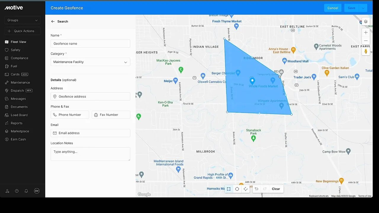 How to create geofence in Motive/Keeptruckin ELD