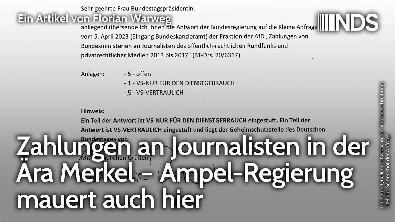 Zahlungen an Journalisten in der Ära Merkel – Ampel-Regierung mauert auch hier | Florian Warweg NDS