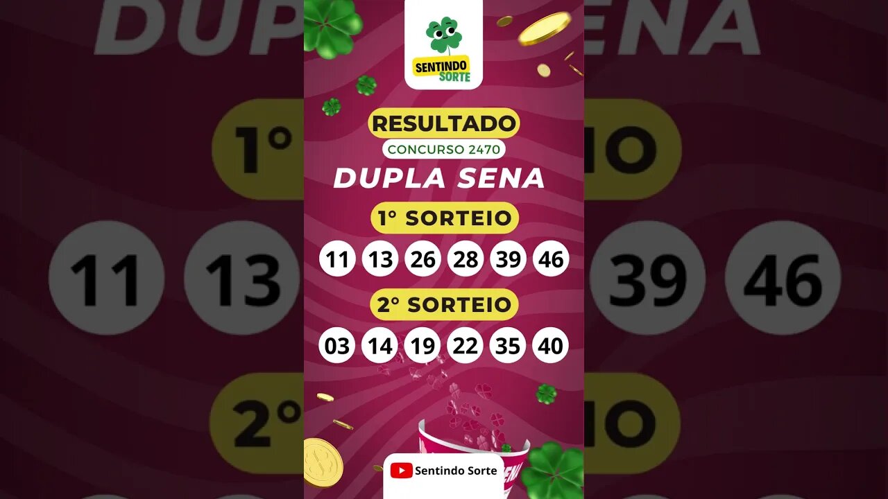 🍀 Resultado DUPLA SENA 2470 | Sentindo Sorte #shorts