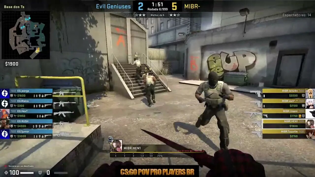 CSGO POV MIBR HEN1 (31/19) vs EG.BLACK (Overpass) @ ESL Challenger League Season 45 North America