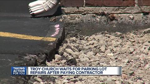 Troy church waits for parking lot repairs after paying contractor