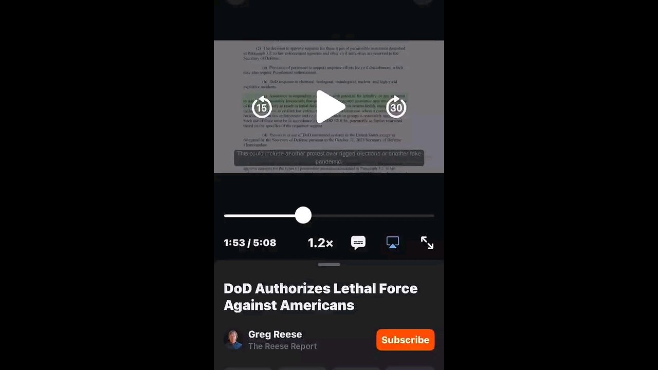 The DOD authorizes lethal force by our military against American citizens. this has to be reversed