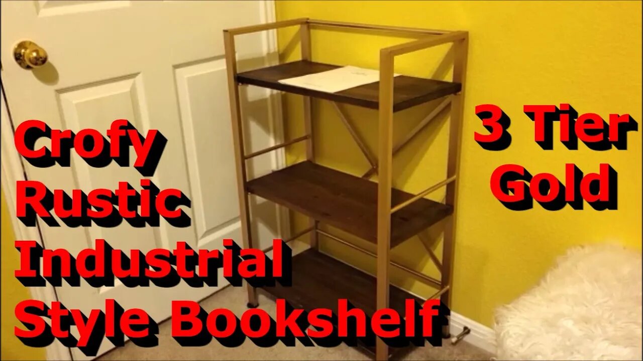 Crofy Rustic Industrial Style 3 Tier Gold Bookcase Review