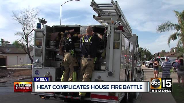 Heat complicates house fire battle in Mesa